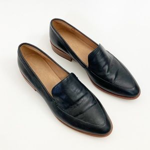 Madewell Frances Leather Slip On Loafer Flats Pointy Almond Toe Black Size 8